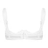 Agoky Women's Lace Transparent Push-Up Open-Bust Bra, White view 4