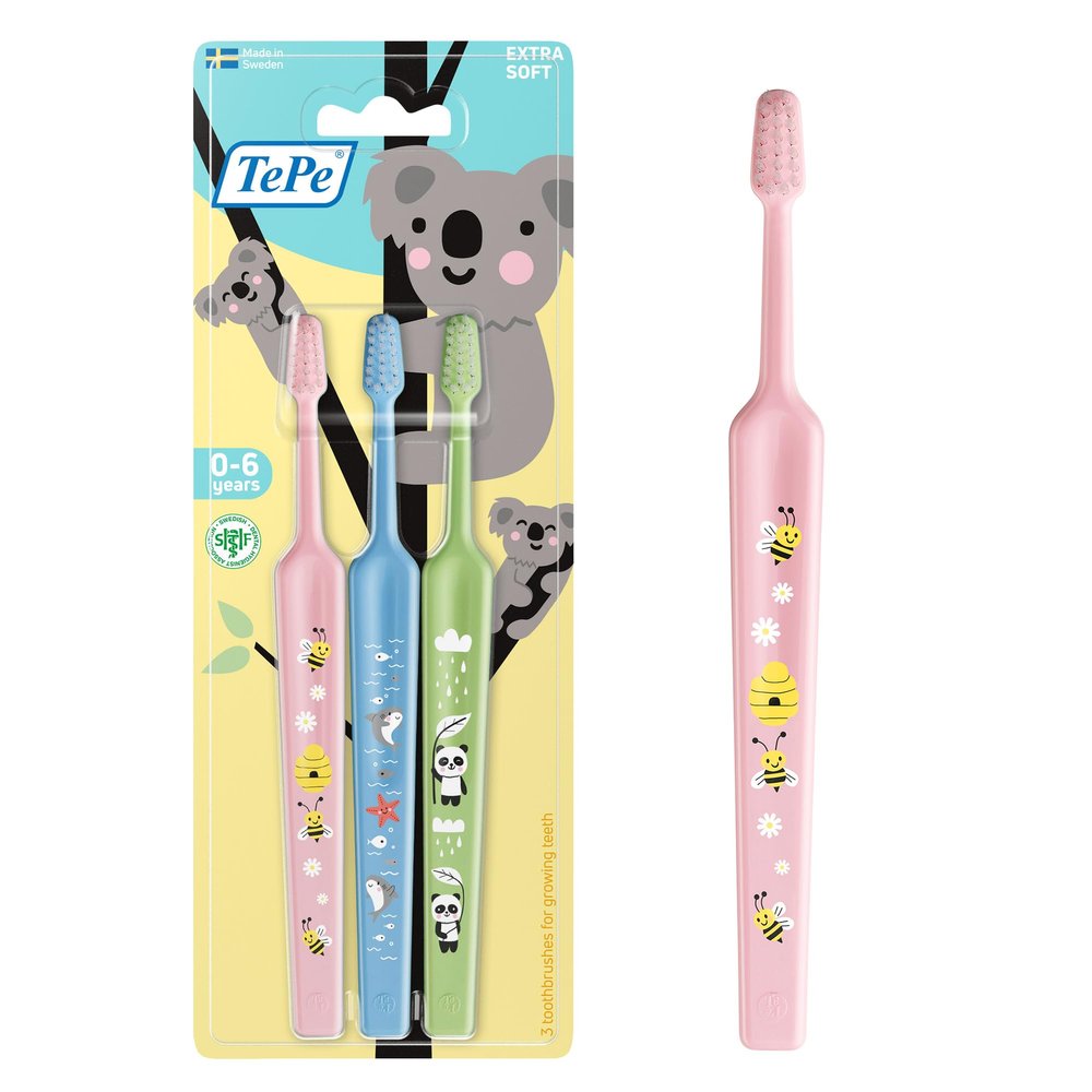 TePe Mini Toothbrush, Extra Soft, Assorted Colors, 3 ct.