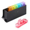 Weekly French Pill Organizer, 7 Days, 4 Times Daily, with PU Case, 28 Multicolor Compartments (Black) view 1