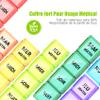 Weekly French Pill Organizer, 7 Days, 4 Times Daily, with PU Case, 28 Multicolor Compartments (Black) view 3