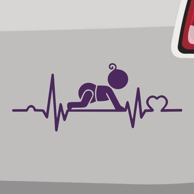 Heartbeat Baby Sticker - 6 Sizes, 21 Colors - Infant, Parents, Diaper, Family