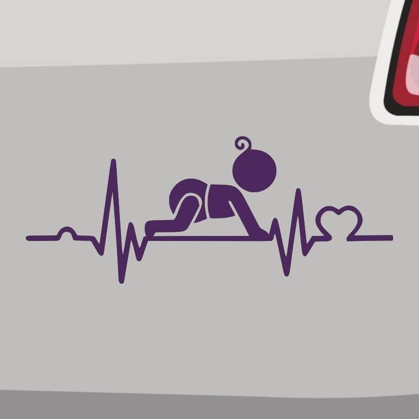 Heartbeat Baby Sticker - 6 Sizes, 21 Colors - Infant, Parents, Diaper, Family