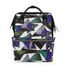 LDIYEU Black Abstract Green Art Diaper Bag Travel Backpack, Large-Capacity Shoulder Bag for Moms view 1