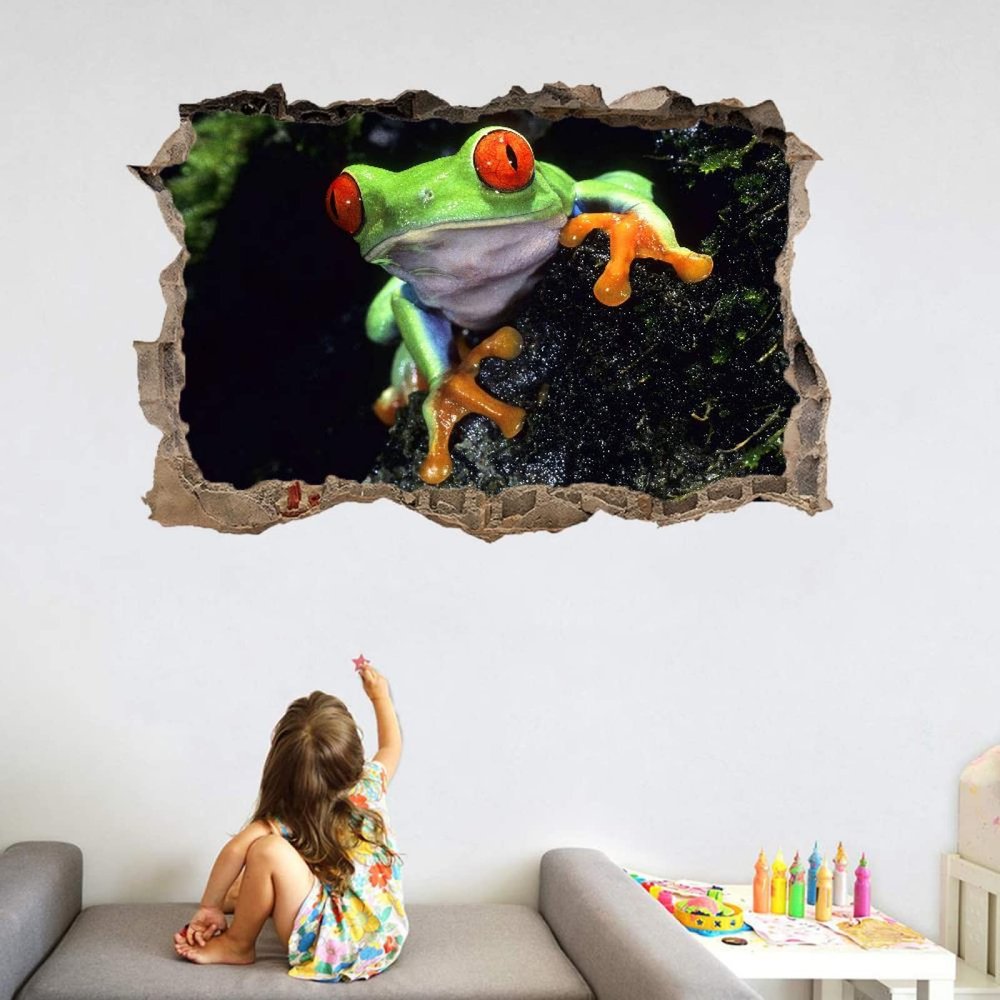 Frog 3D Breakthrough Wall Decal, 60 x 90 cm