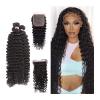 Brazilian Human Hair Wig for Women, 3 Bundles with 5" x 5" Transparent Lace Closure, Deep Wave view 1