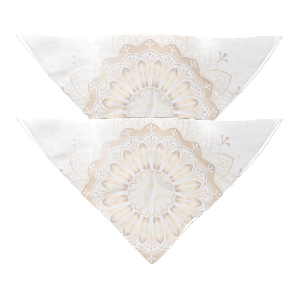 Dog Bandanas, Golden Mandala Pattern, 2-Pack