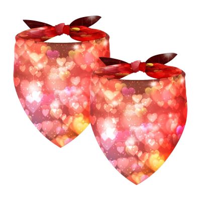 Dog Bandanas with Glittering Hearts, Chiffon Triangle Bibs, 2-Pack