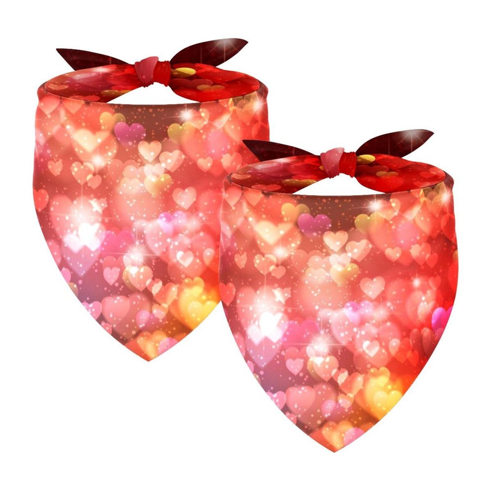 Dog Bandanas with Glittering Hearts, Chiffon Triangle Bibs, 2-Pack
