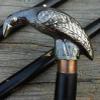 Walking Cane with Raven Head, Solid Brass, Antique Design, Black Wood view 4