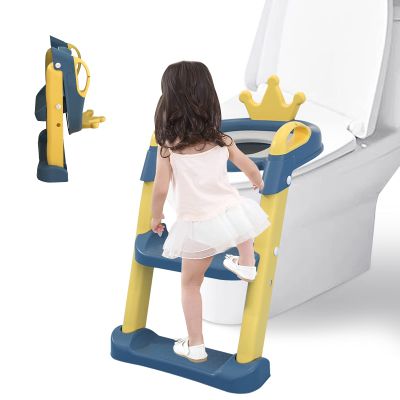 Balakaka Children's Toilet Seat with Steps, Foldable and Height-Adjustable
