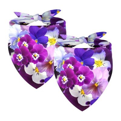 Dog Bandanas, 2-Pack, Phalaenopsis Flowers, Chiffon Triangle Scarves