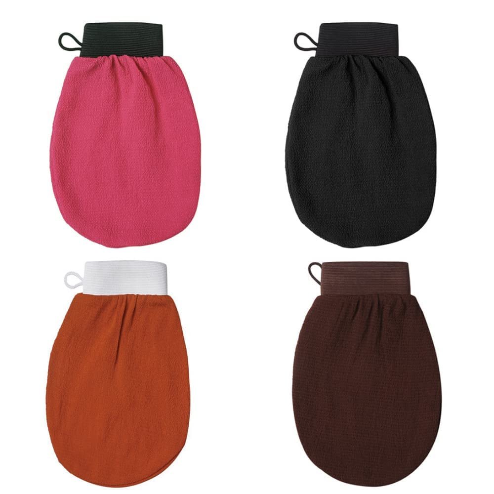 LATRAT 4-Piece Rough Exfoliating Gloves for Full-Body Exfoliation and Massage