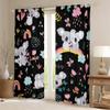 Kids' Koala Rainbow Curtains for Girls and Boys, Kawaii Cartoon Animal Window Curtains with Cute Flower Branches, 2 Panels, Bedroom Decor, Black, 46" x 72" view 2