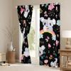 Kids' Koala Rainbow Curtains for Girls and Boys, Kawaii Cartoon Animal Window Curtains with Cute Flower Branches, 2 Panels, Bedroom Decor, Black, 46" x 72" view 3