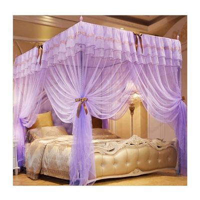 CXKJP Princess Lace Bed Canopy Mosquito Net with Stand, Purple, 180 x 220 cm