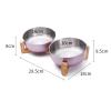 Stainless Steel Pet Food and Water Bowl with Wooden Stand, Color 4 view 2