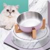 Stainless Steel Pet Food and Water Bowl with Wooden Stand, Color 4 view 4