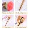 JERCLITY 2-Piece Rose Makeup Brush Set, Powder and Kabuki Brushes, Gold/Blue view 4
