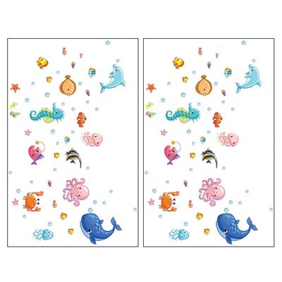 4 Sheets of Self-Adhesive Ocean Stickers for Kids' Bathrooms