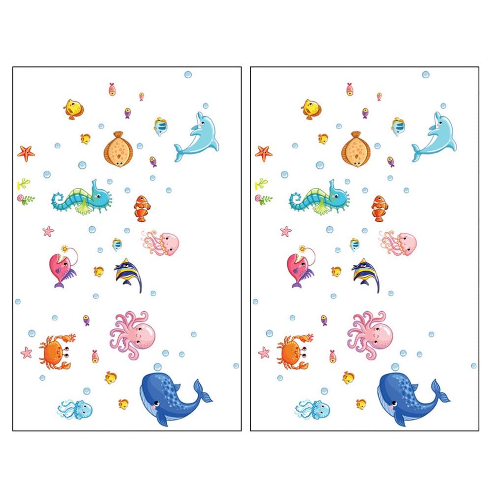4 Sheets of Self-Adhesive Ocean Stickers for Kids' Bathrooms