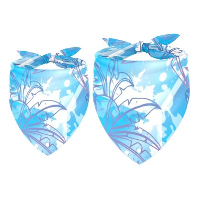 Dog Bandanas, Palm on Blue Geometric Design, 2-Pack
