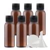 ZEOABSY 6-Pack 50 mL Brown PET Bottles with Black Flip-Top Caps view 1