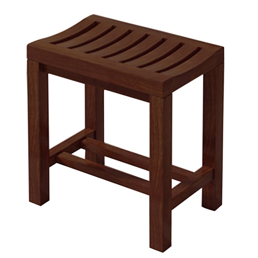 XJHOME Wooden Stool for Children and Adults, Bathroom Stool for Seniors, Non-Slip Bath Bench, Shower Stool, Bathroom Seat with Storage Shelf (Size: 42 x 28 x 43 cm)