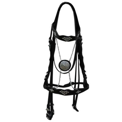 AMKA Portuguese Baroque Bridle, Black with Silver-Colored Fittings