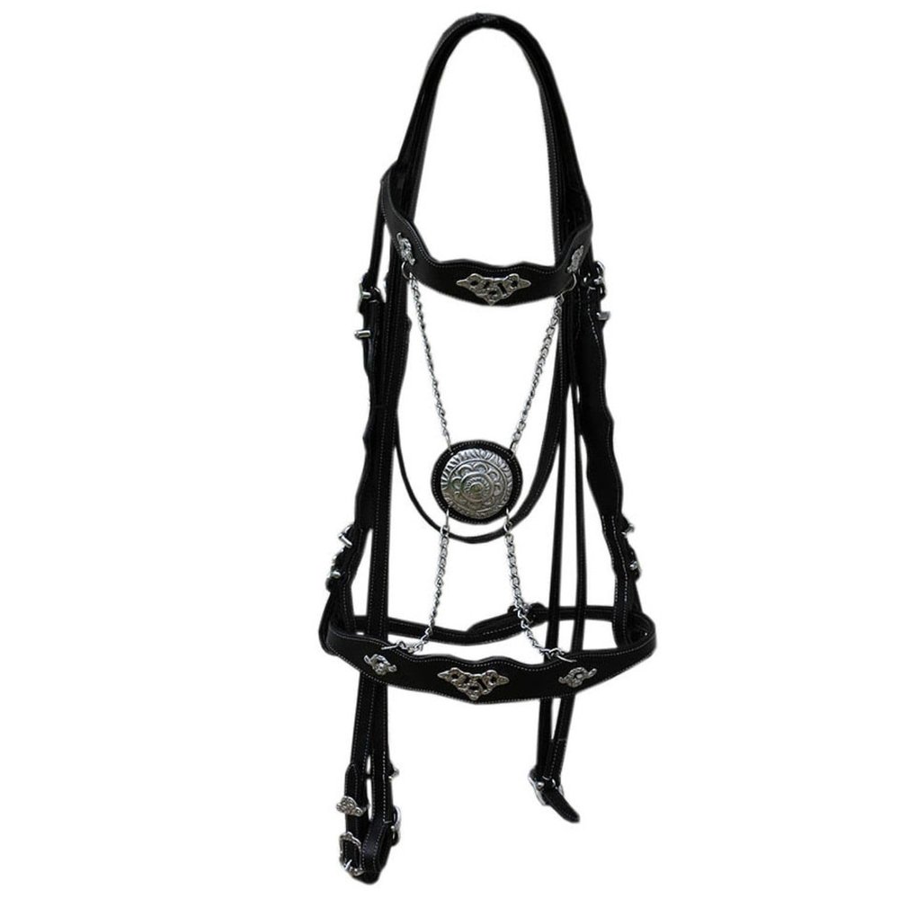 AMKA Portuguese Baroque Bridle, Black with Silver-Colored Fittings