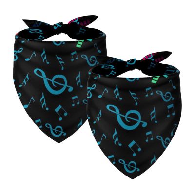 Dog Bandanas, Colorful Music Party Design, Chiffon, 2-Pack
