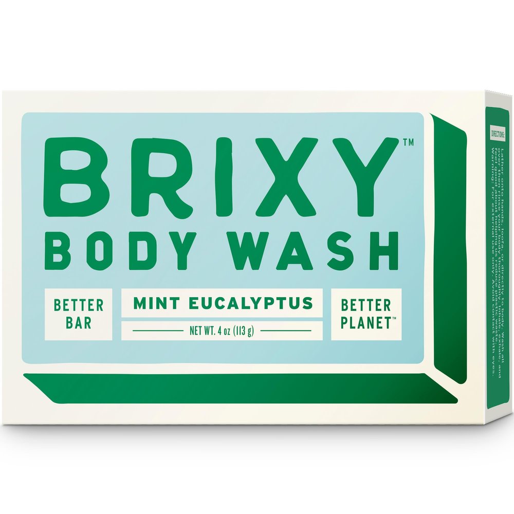 BRIXY Body Wash Bar, Moisturizing and Softening, All Skin Types, Vegan, Cruelty-Free, Zero Plastic, Palm Oil-Free, 4 oz