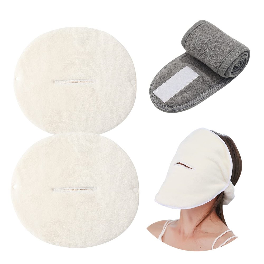 Startreene Reusable Facial Towel Mask, Steaming Towel, Moisturizing Beauty Skincare Mask and Facial Headband for Women and Girls (Style B)