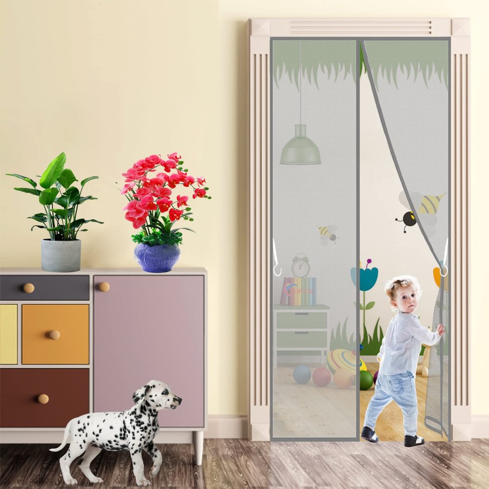 Magnetic Fly Screen Door, Self-Closing, 205 x 255 cm, Gray, Size 663