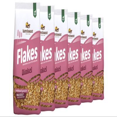 Barnhouse Spelt Flakes, Traditionally Rolled Organic Spelt Flakes, No Added Sugar or Salt*, 6 x 200 g