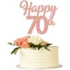 Happy 70th Cake Toppers, Rose Gold Glitter Number 70, 3-Piece Set view 1