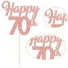 Happy 70th Cake Toppers, Rose Gold Glitter Number 70, 3-Piece Set view 3
