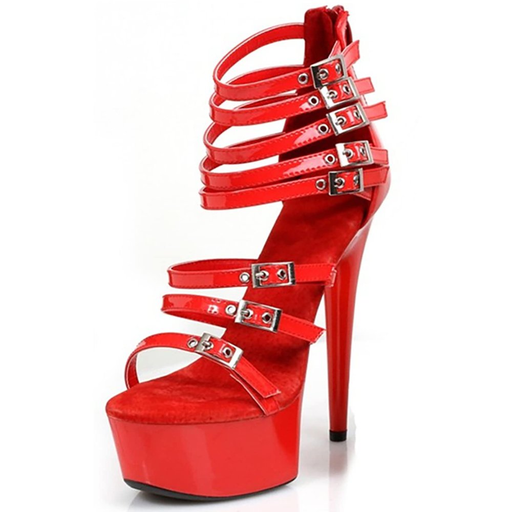 HYDgfiuf Roman Gladiator Platform Sandals for Women, Red, Size 46