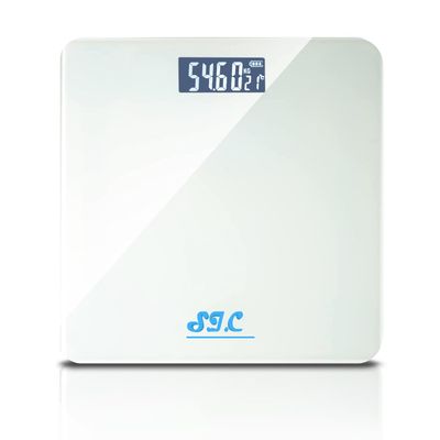 Digital Bathroom Scale with Precision Sensors, Ultra-Thin, Tempered Glass, LCD Display, 180 kg (White)