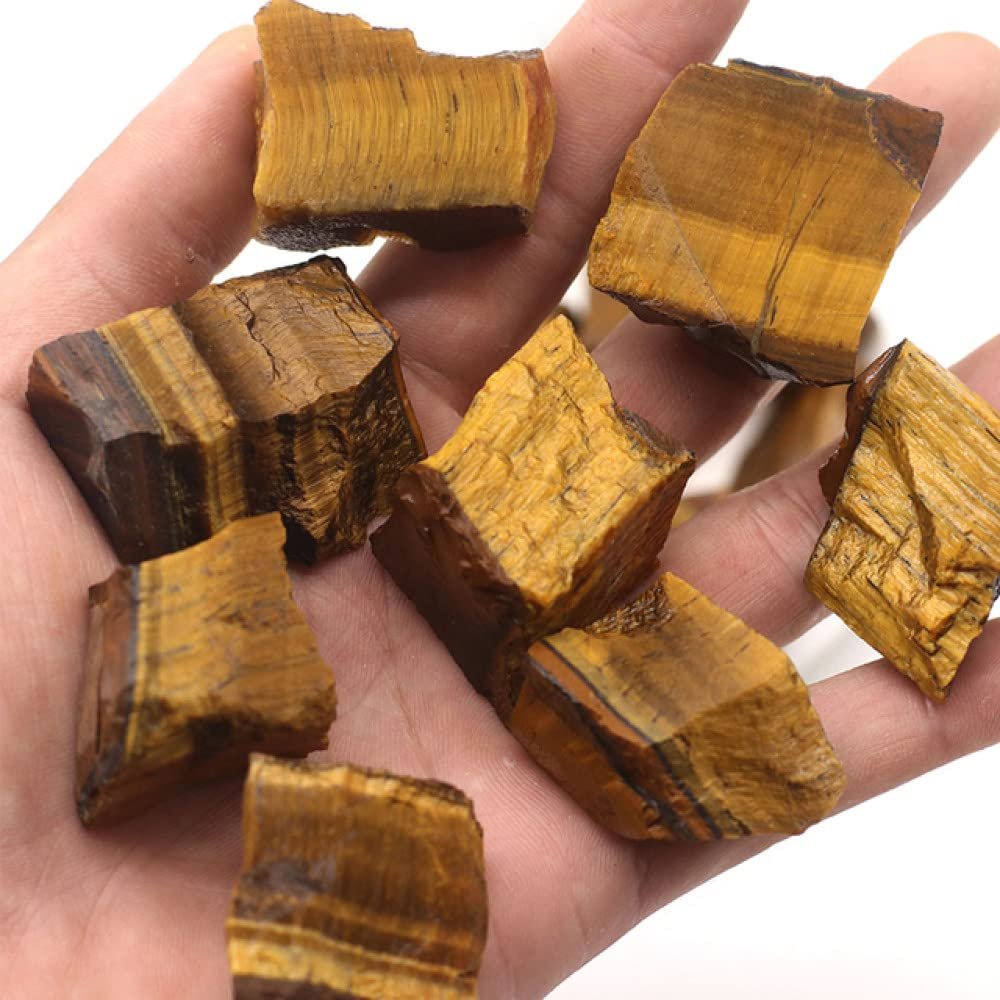 LIJUCAI Natural Stone - Healing Mineral Samples for Home Garden, Aquarium, Crystal Decoration, Tiger Eye Stone, 40-50g (1 Piece)