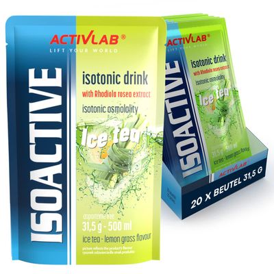 Activlab Isotonic Drink Powder with Electrolytes and B Vitamins, 500 ml Sports Drink, 20 x 31.5 g, Green Tea with Lemongrass Isoactive