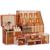 Youdepot Amber Makeup Organizer, 3-Piece Set, Tempered Glass Cosmetic Organizer with Drawers for Skincare, Brushes, Lipstick, Perfume and Bathroom view 1