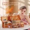 Youdepot Amber Makeup Organizer, 3-Piece Set, Tempered Glass Cosmetic Organizer with Drawers for Skincare, Brushes, Lipstick, Perfume and Bathroom view 3