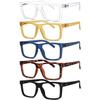Eyekepper 5-Pack Reading Glasses for Women and Men, Large Square Lenses, Spring Hinges, +0.50 view 1