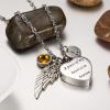 Homxi Dog Urn Heart and Wings Necklace with November Birthstone and Letter P, Stainless Steel Ash Pendant, Silver view 3