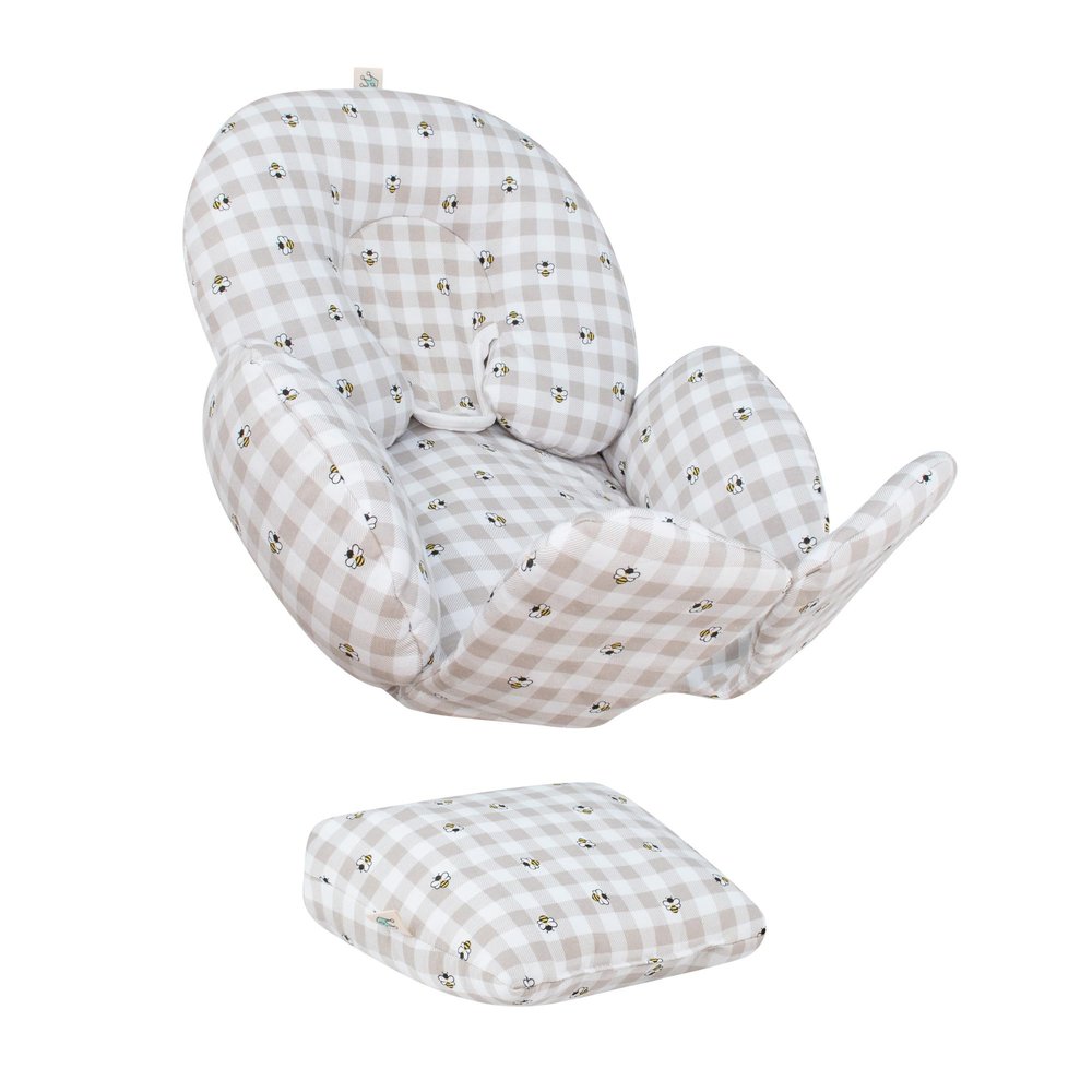 JYOKO Kids Universal Baby Car Seat Insert, Hypoallergenic, 100% Cotton (Picnic Vichy, 3 Pieces)