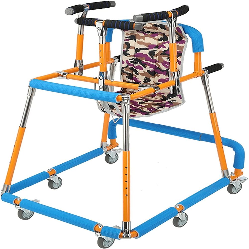 Upright Rolling Walker for Children with Seat and Dual Underarm Supports