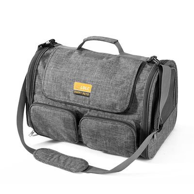 Foldable Pet Carrier Bag for Dogs and Cats, Gray, 45 x 28 x 28 cm