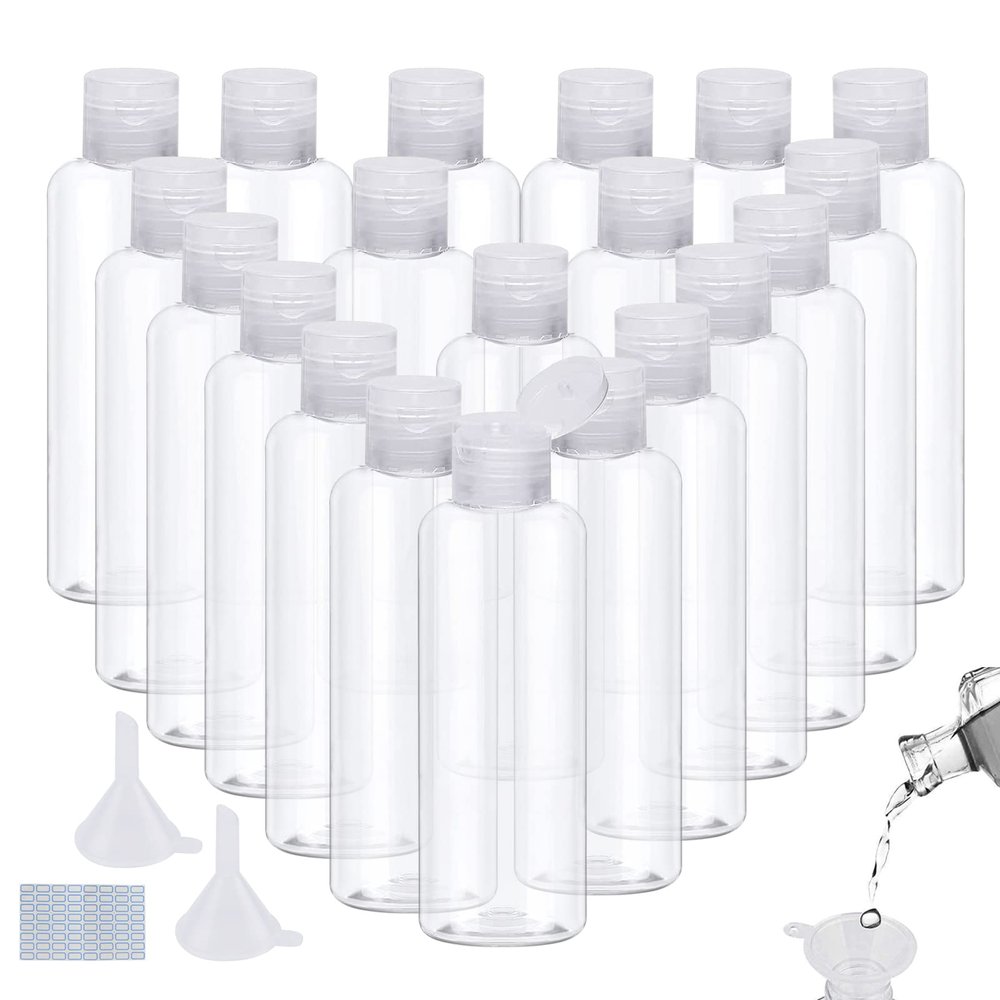 GZhaizhuan Travel Bottle Set, 100 ml Refillable Plastic Bottles, 20-Piece