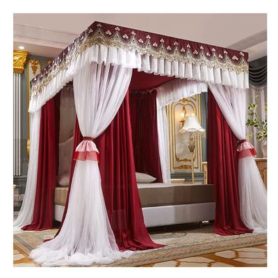 European-Style Canopy Mosquito Net with Metal Stand for Single and Double Beds