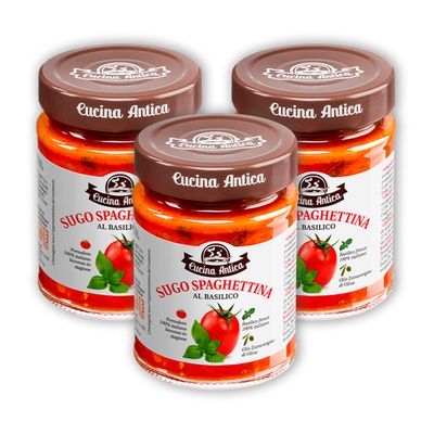 Cucina Antica Spaghettina with Basil - 3 Jars, 230 g
